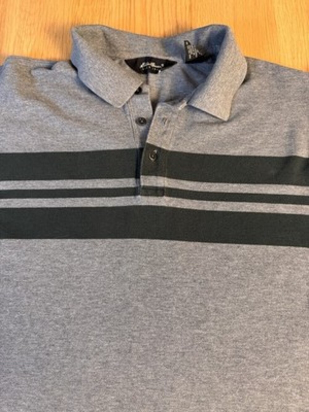 Vintage 90s Eddie Bauer Mens L Grey Green Striped Polo